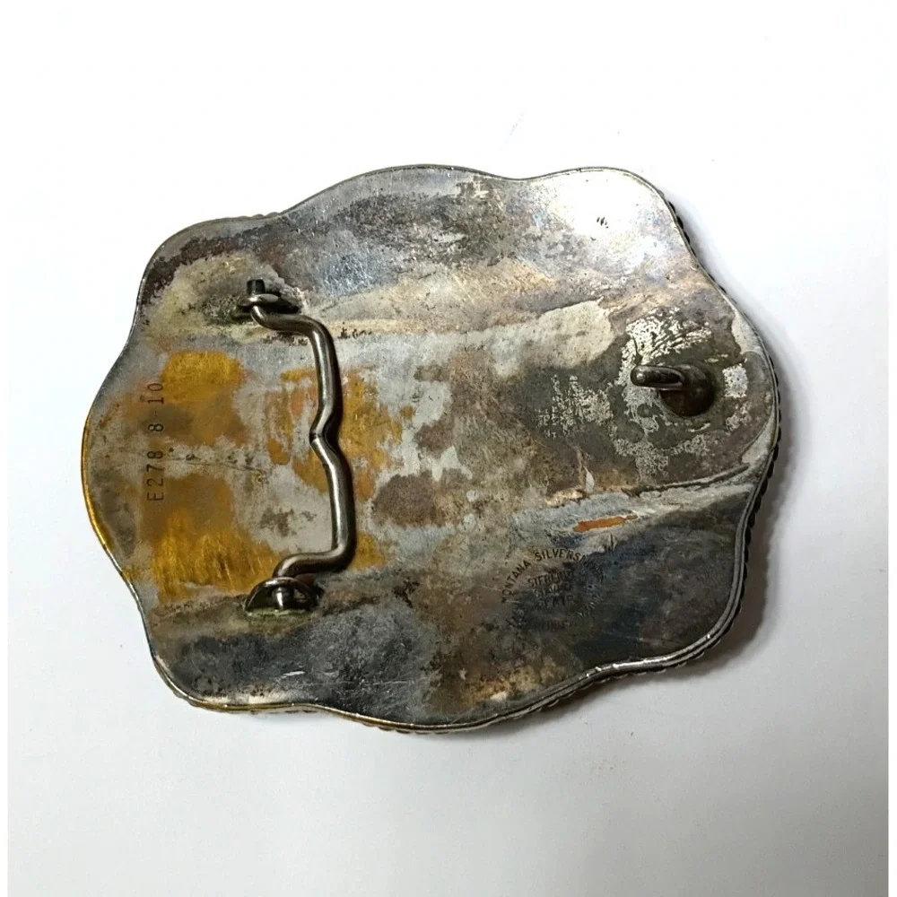 Vintage Montana Silversmiths Bucking Bull Belt Buckle Sterling Silver Plate USA